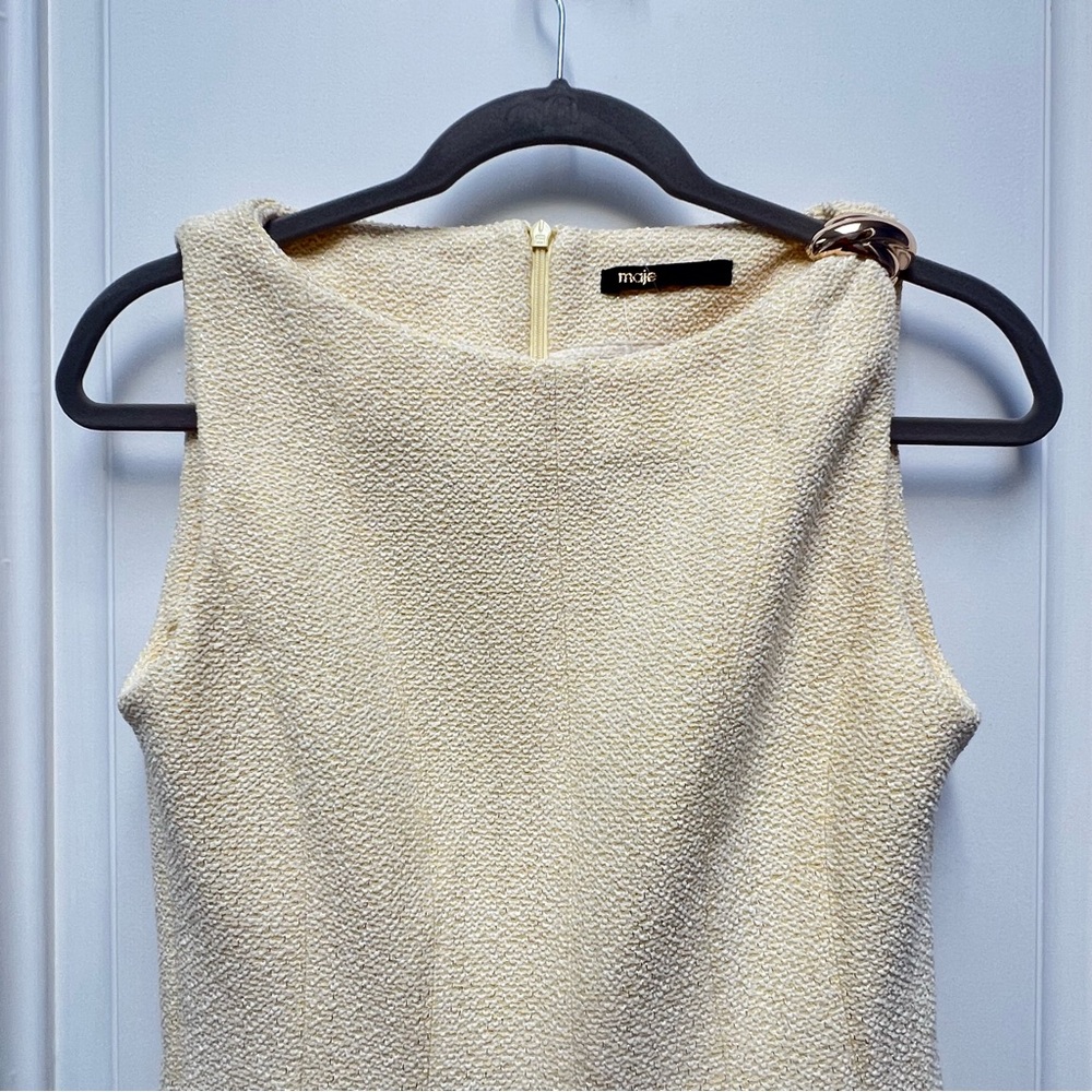 NWOT Maje Risoleil Pale Yellow Tweed Dress—No size tag - Picture 13 of 15